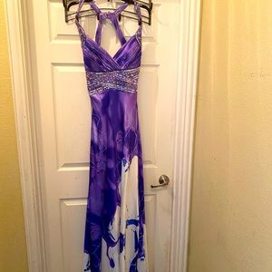 Gorgeous beaded long dress with scooped back